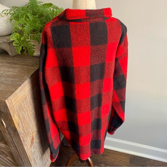 RARE Vtg L.L. Bean Wool Flannel Buffalo Plaid Jacket Mens XL Red Black - Picture 8 of 11